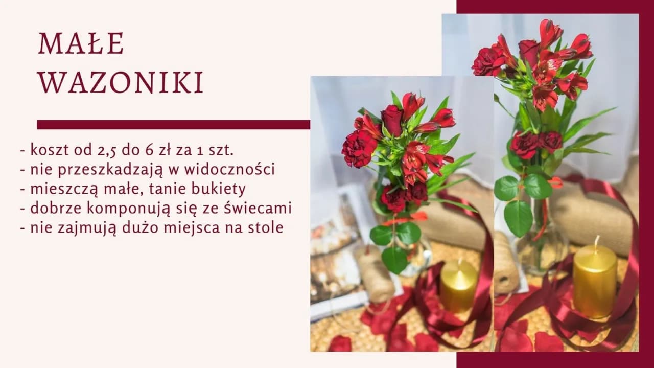 Jak zrobić piękne kwiaty na stół pary młodej - proste pomysły DIY